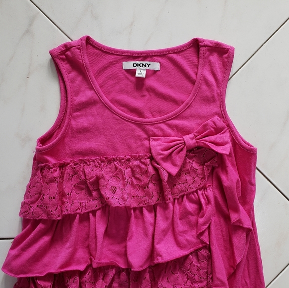 DKNY Bow Ruffle Top Size Girls Large - Picture 2 of 2